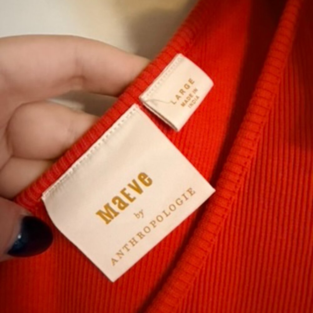 Anthropologie Maeve Red Bow Shoulder-Tie Top - Picture 3 of 8